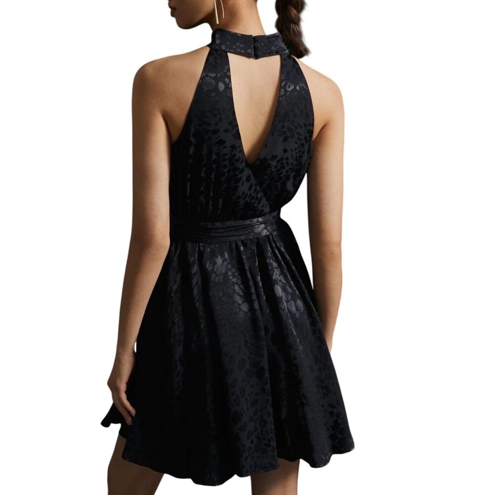 Anthropologie Halter Mini Dress XL Petite Black Jacquard Cocktail Party NWT - Picture 5 of 12
